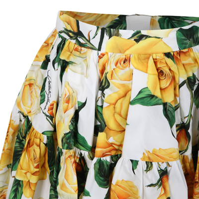 Shop Dolce & Gabbana White Elegant Skirt For Girl With Flowering Pattern