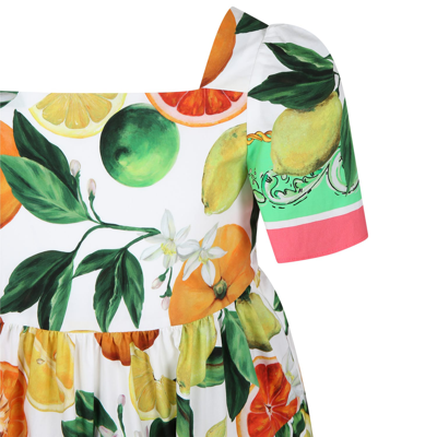 Dolce & Gabbana Multicolor Elegant Dress For Girl With An Italian Holiday Print In Multicolor