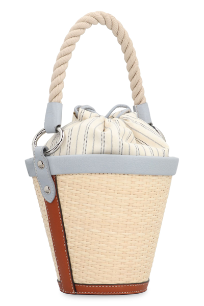 Shop Maison Margiela Raffia Bucket Bag In Ecru