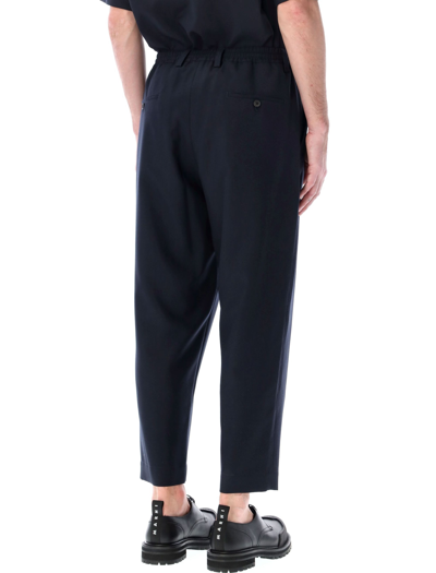 Shop Marni Tropical Wool Pants In Blu Black