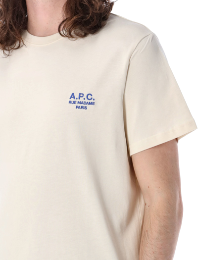 Shop Apc Raymond T-shirt In Blanc Casse Blue