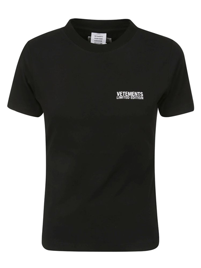 Shop Vetements Logo Embroidered Short Sleeved T In Black
