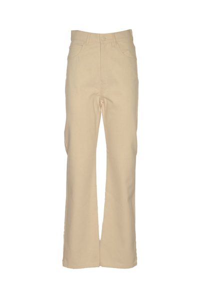 Shop Max Mara Button Detailed Flared Trousers In Beige