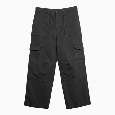 Shop Acne Studios Dark Grey Cotton Cargo Trousers