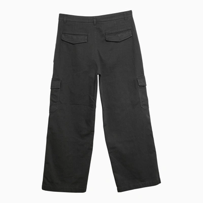 Shop Acne Studios Dark Grey Cotton Cargo Trousers