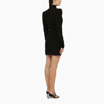 Shop Alessandra Rich Black Draped Silk Minidress
