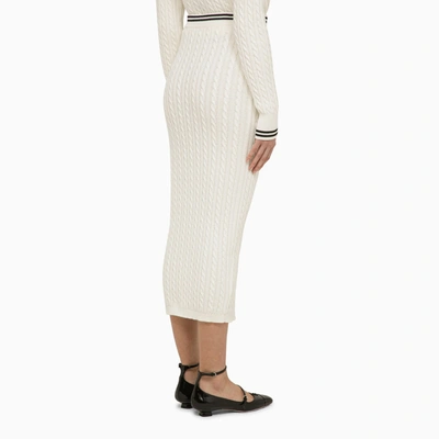 Shop Alessandra Rich White Cotton Plaited Midi Skirt