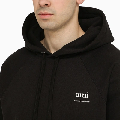 Shop Ami Alexandre Mattiussi Ami Paris Black Logoed Hoodie