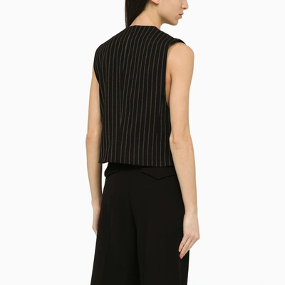 Shop Ami Alexandre Mattiussi Ami Paris Black Pinstripe Asymmetrical Wool Waistcoat