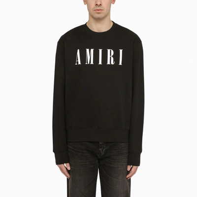 Shop Amiri Black Crewneck Sweatshirt With Logo