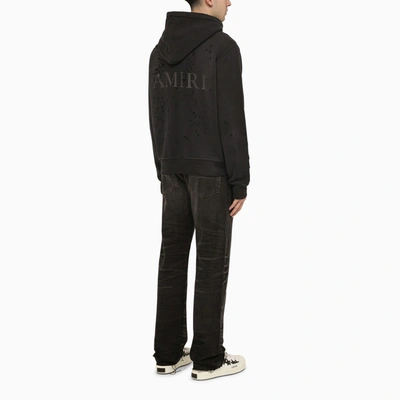Shop Amiri Black Zip Sweatshirt With Wear
