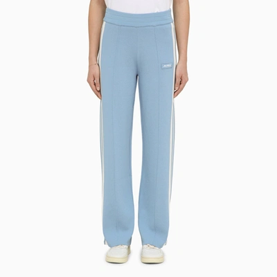 Shop Autry Light Blue/white Viscose Blend Sports Trousers