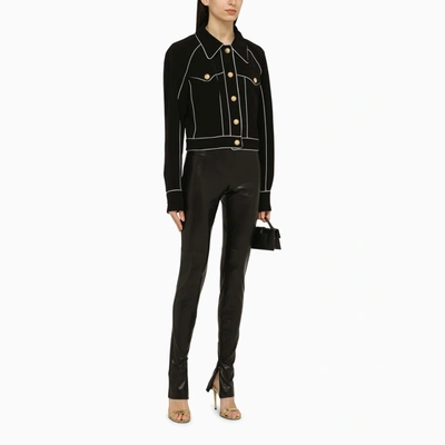 Shop Balmain Black Viscose Western Jacket