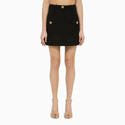 Shop Balmain Black Wool Miniskirt
