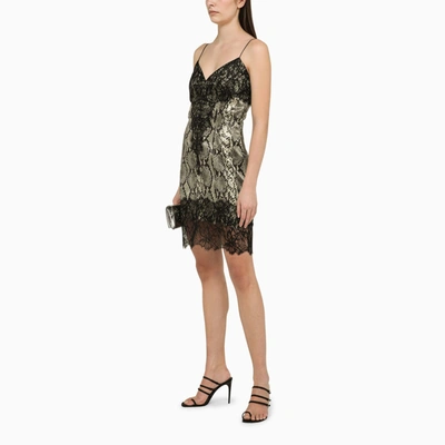 Shop Balmain Python Motif Dress With Silk Lace