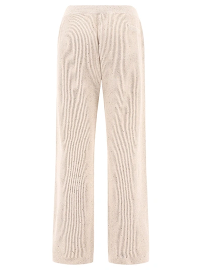Shop Brunello Cucinelli Sequin Embellished Ribbed Trousers