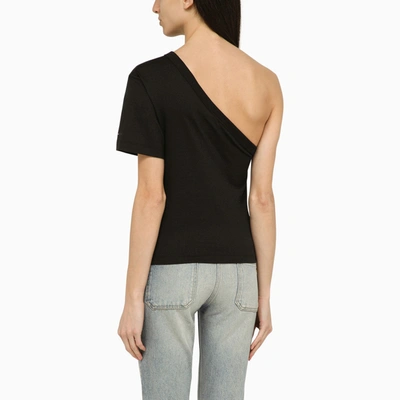 Shop Calvin Klein Black One Shoulder T Shirt In Cotton