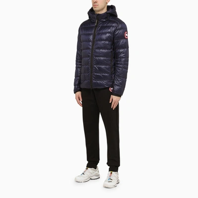 Shop Canada Goose Crofton Hoody Padded Jacket In A Blue Technical Fabric