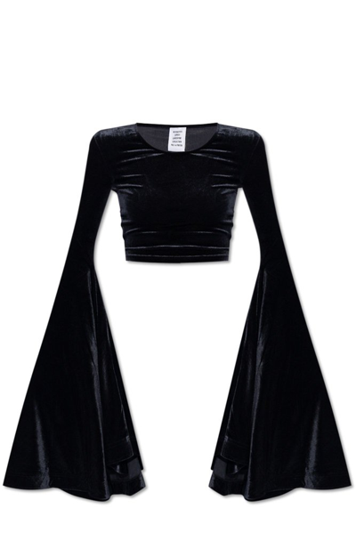 Shop Vetements Flared Sleeves Cropped Top In Black