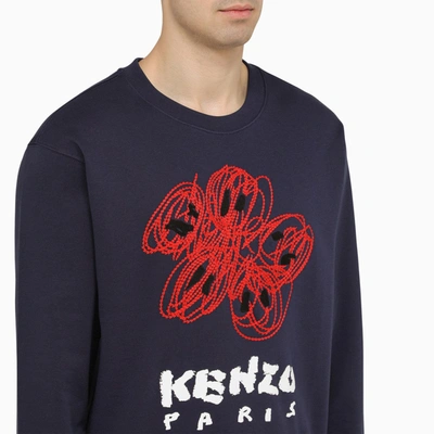 Shop Kenzo Blue Crewneck Sweatshirt With Logo