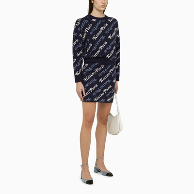 Shop Kenzo Midnight Blue Cotton And Wool Sweater