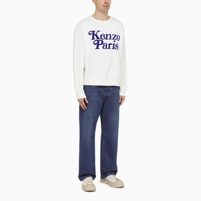 Shop Kenzo White Crewneck Sweatshirt With Logo