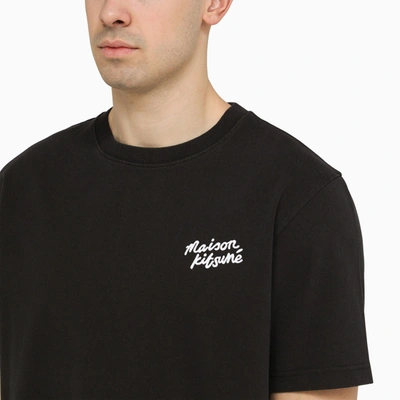 Shop Maison Kitsuné Black Cotton T Shirt With Logo