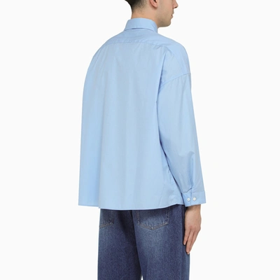Shop Marni Iris Blue Cotton Shirt With Logo