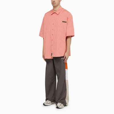 Shop Martine Rose Pink/green Striped Cotton Shirt