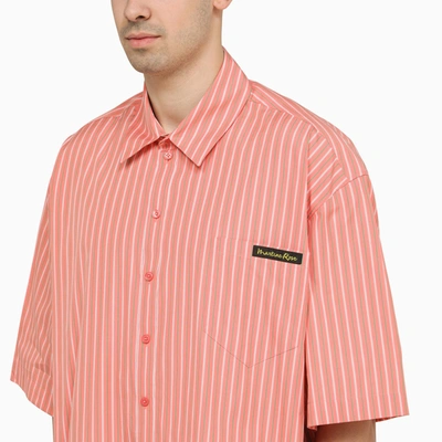 Shop Martine Rose Pink/green Striped Cotton Shirt