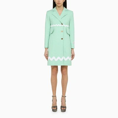 Shop Patou Single Breasted Mint Green Cotton Coat