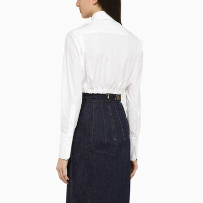 Shop Patou White Cropped Shirt With Bow