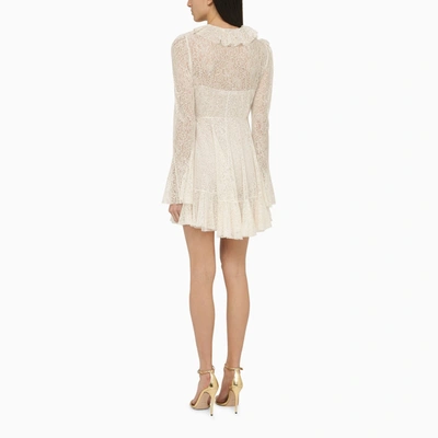 Shop Philosophy White Short Dress With Lace Ruffles