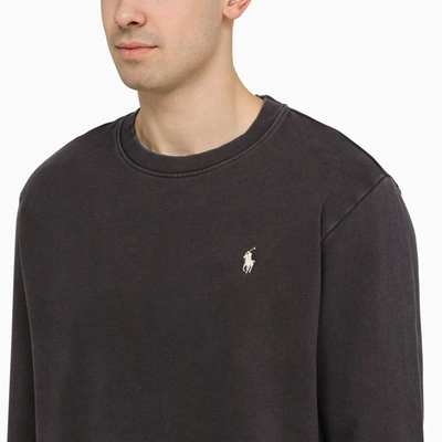 Shop Polo Ralph Lauren Black Washed Effect Crew Neck Sweatshirt