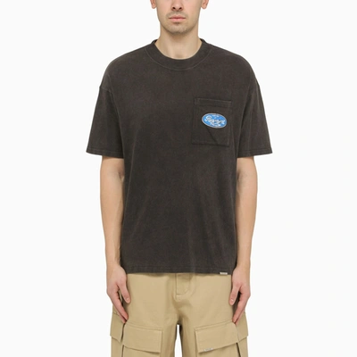 Shop Represent Black Washed Out Cotton T Shirt With Logo