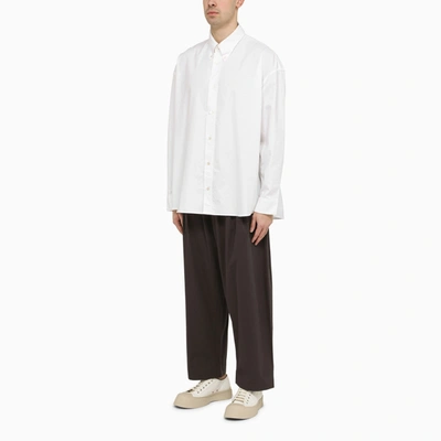 Shop Studio Nicholson Grey Cotton Trousers With Pleats