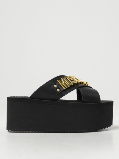 Shop Moschino Couture Wedge Shoes  Woman Color Black In 黑色