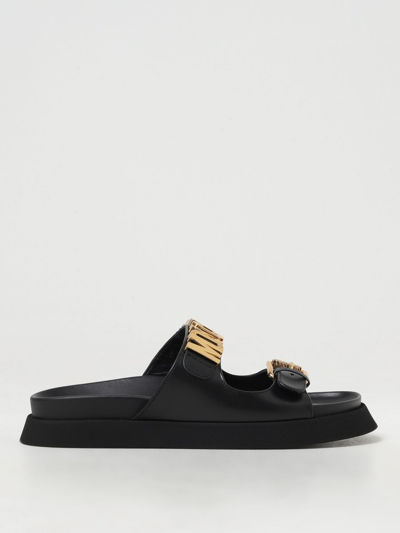 Shop Moschino Couture Flat Sandals  Woman Color Black In 黑色