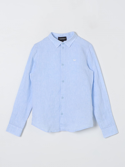 Shop Emporio Armani Shirt  Kids Kids Color Gnawed Blue In 浅蓝色