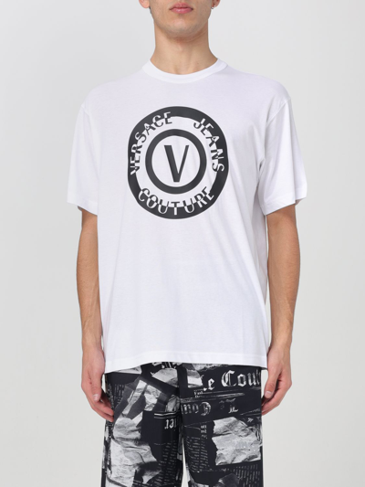 Versace Jeans Couture Cotton T-shirt With Iconic Print In White