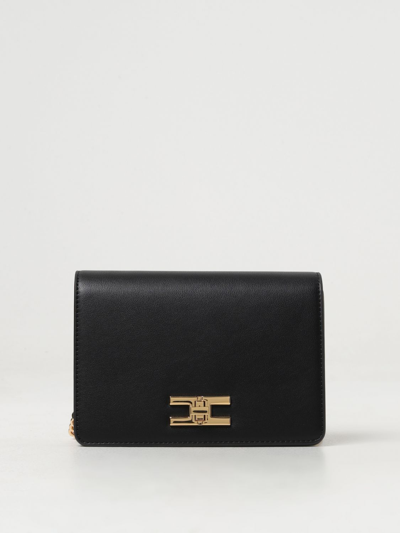Elisabetta Franchi Pochette Con Tracolla In Metallo Dorato Nera In 黑色