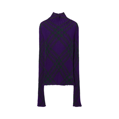 Pre-owned Burberry Check Mohair Blend Sweater 'royal' In Blue