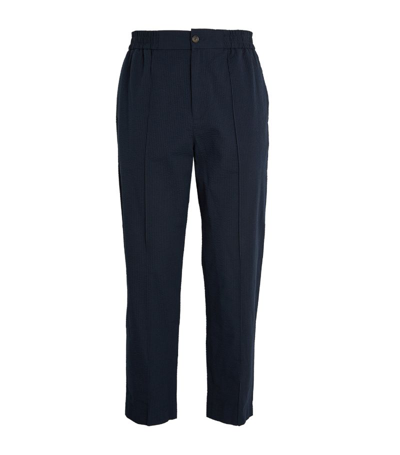 Shop Apc Pleated Straight Trousers In Navy