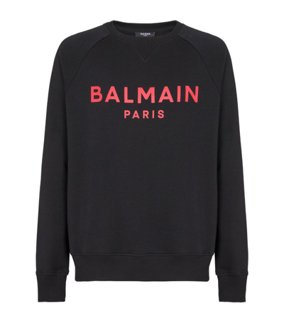 Shop Balmain Cotton Logo Sweatshirt In Eik Black
