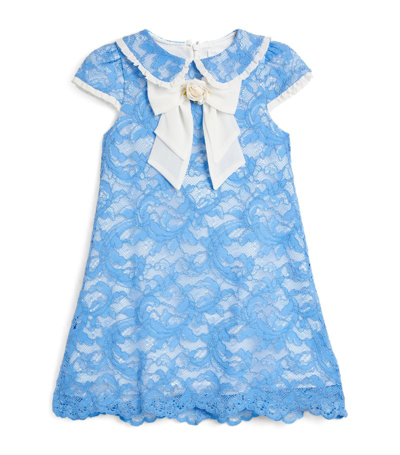 Shop Patachou Lace Bow-detail Dress (3-12 Years) In Blue