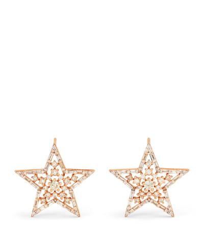 Shop Bee Goddess Rose Gold And Diamond Star Light Sirius Stud Earrings
