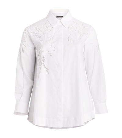 Shop Marina Rinaldi Cotton Poplin Embroidered Tunic Shirt In White