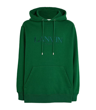 Shop Lanvin Embroidered Logo Hoodie In Green