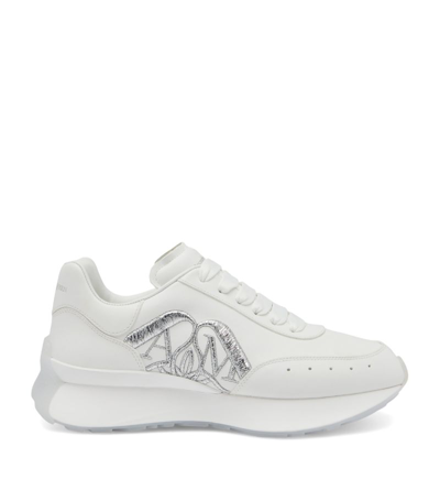 Shop Alexander Mcqueen Leather Sprint Runner Sneakers In White