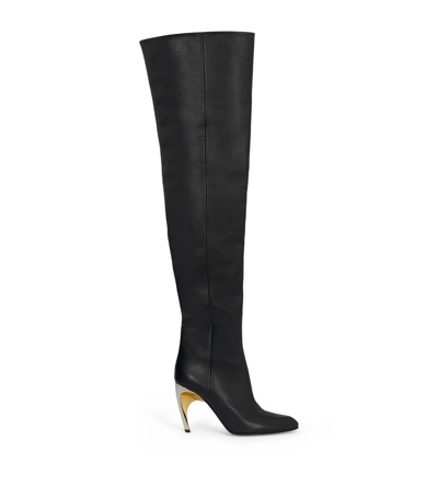 Shop Alexander Mcqueen Thigh-high Armadillo Boots 95 In Black